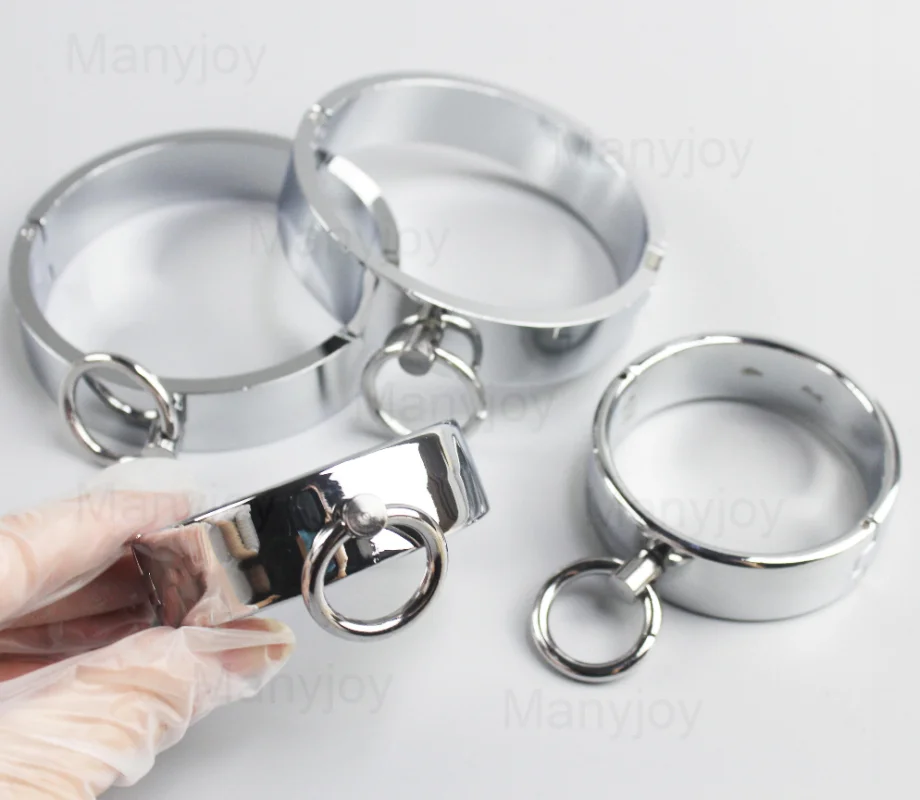 Metal Steel Bondage Handcuffs Ankle Cuffs Neck Collar Slave BDSM Restraint Adult Lock Sex Toys for Couples Sex Set Women Men