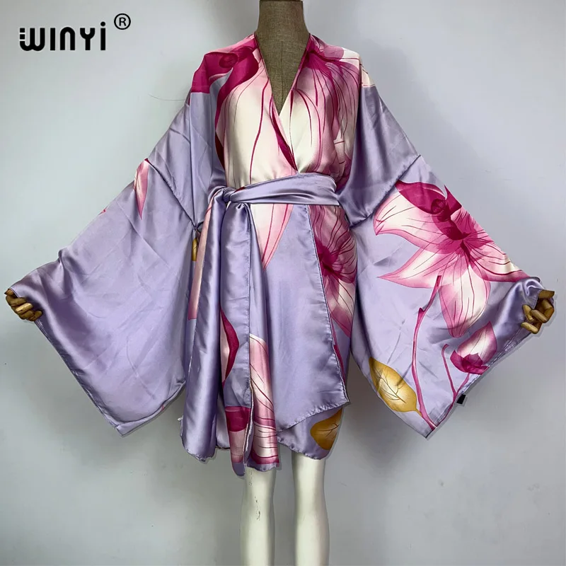 WINYI Africa kimono elegancka kwiatowa boho z nadrukiem boho kaftan dla kobiety elegancki kardigan seksowna plaża strój kąpielowy suknia wieczorowa