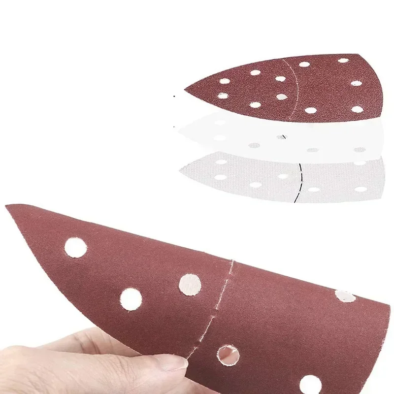 10pcs Triangular Sanding Disc 11 Holes Delta Sander Hook & Loop Sandpaper Abrasive Tools For Multi Sander Sanding 40-1500 Grit