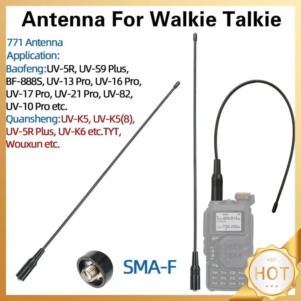 

NA-771 High-Gain Antenna Dual Wide Band SMA Female Walkie Talkie UHF Flexible Antenna 144/430MHz for Baofeng UV-5R BF-888S UV-82