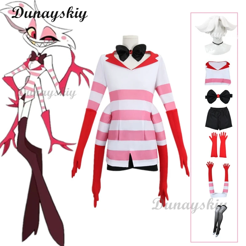 Hazbin Cosplay Hotel Staub Engel Cosplay Kostüm Uniform Frauen Mädchen Geburtstags feier Kleid Karneval Halloween Kostüm