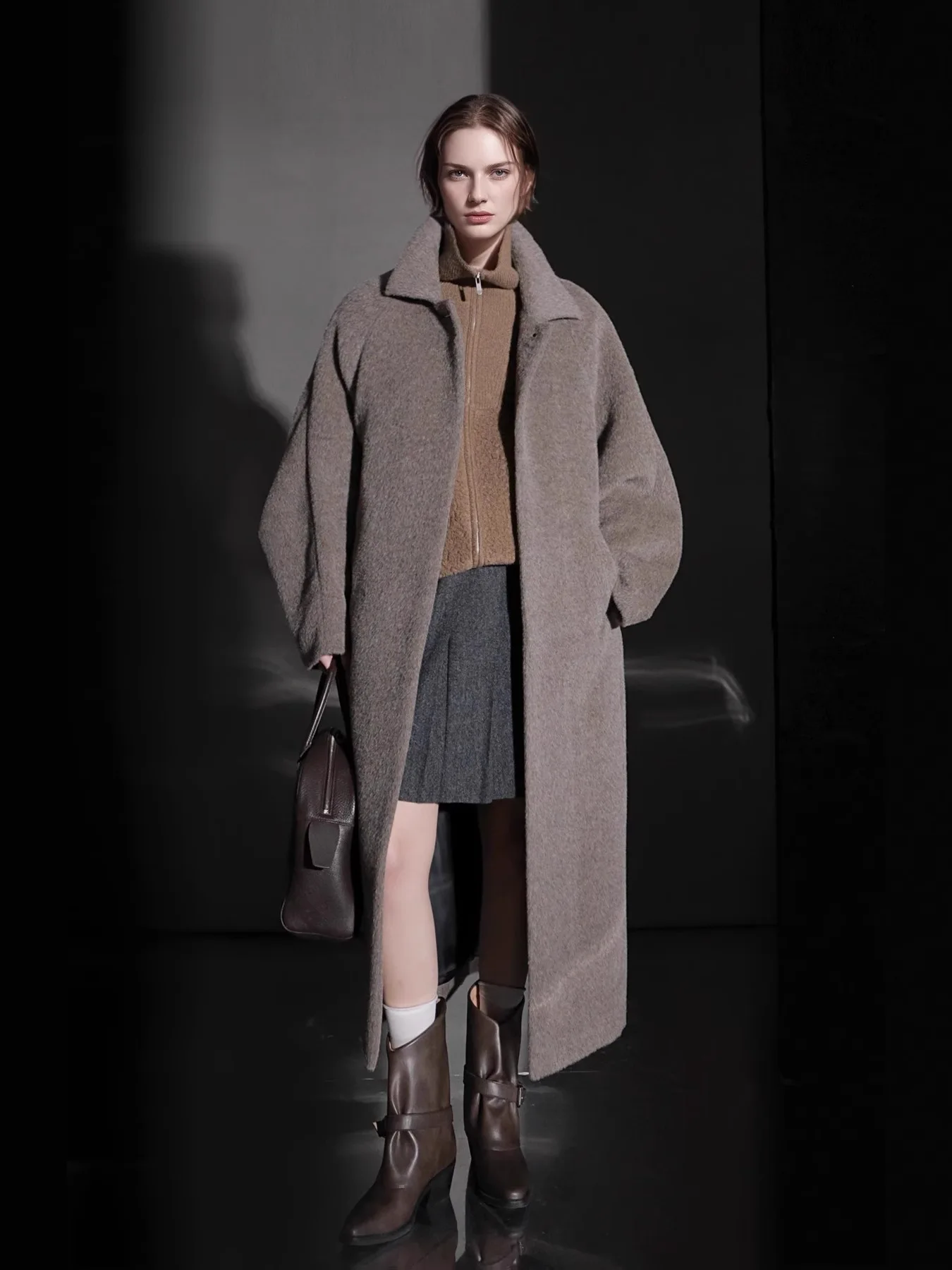 Allingentle Woolen Long Blazer Elegant Big Long Jacket Warm Coat for Casual Daily Outfits Customize