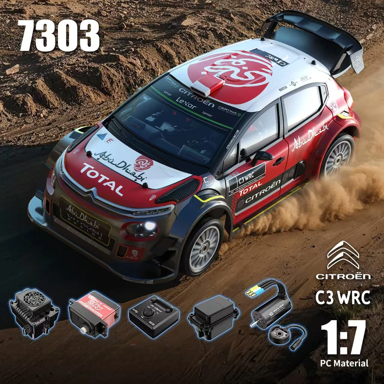 

1/7 7303 RC Brushless Remote Control Rally Car C3 Simulation High-speed Remote Control Off-road Vehicle Model Toy Gift