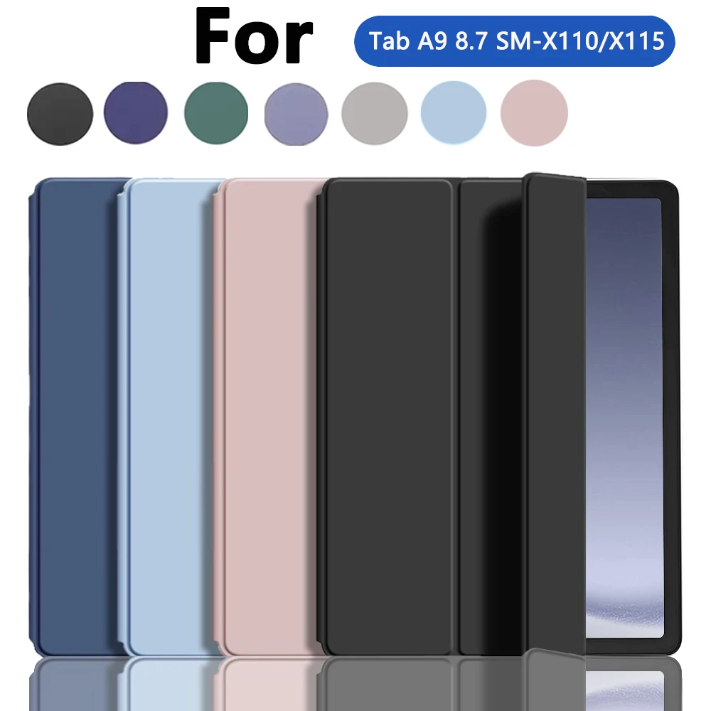 Schlanke weiche Hülle für Samsung Tab A9 8,7 Zoll (SM-X110/X115) A11 (SM-X133/X135) mit automatischer Wake-/Sleep-Funktion, faltbares Design