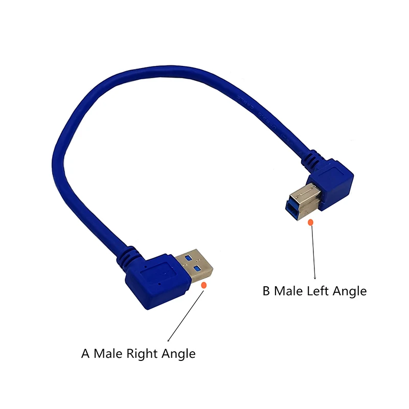 1 قطعة 90 درجة بزاوية USB 3.0 ذكر AM إلى USB 3.0 B نوع ذكر BM USB3.0 كابل للطابعة الماسح الضوئي HDD #4