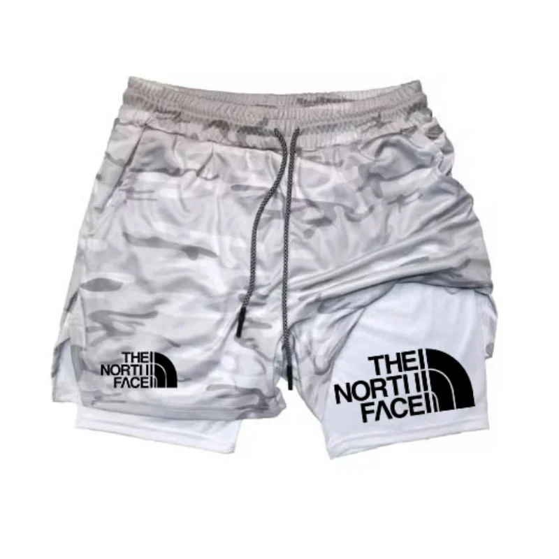 Pantaloncini da corsa mimetici 2024 Pantaloncini da palestra da uomo 2 in 1 a doppio strato ad asciugatura rapida Pantaloncini da jogging fitness da uomo