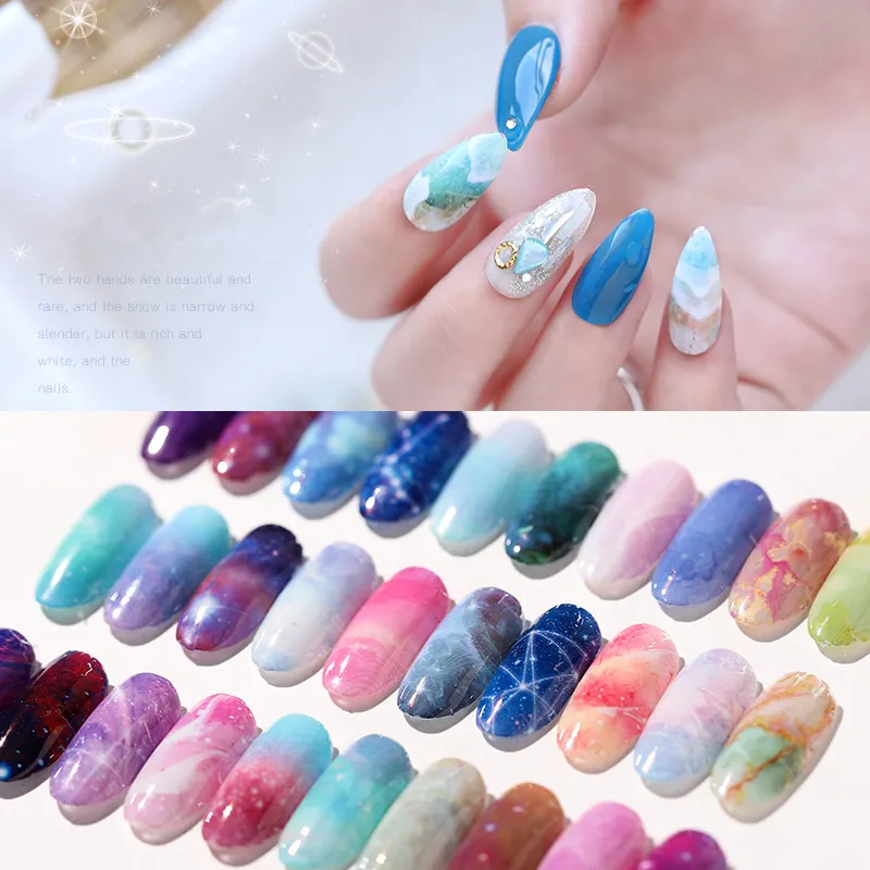 10 colors Nail Foil Colorful Galaxy Starry Sky Transfer Foil Paper Water Marble Nail Art Sticker Nail Decorations Manicure Tool