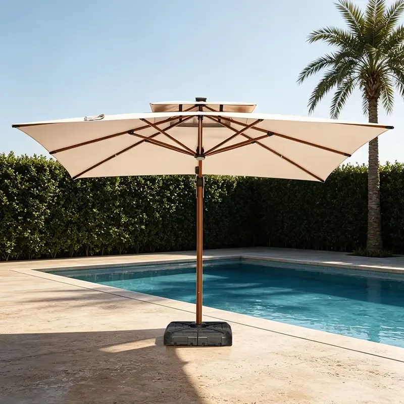 Outdoor Furniture Aluminum Market Umbrella 4*3M Modern Design Umbrella Outdoor for Restaurant