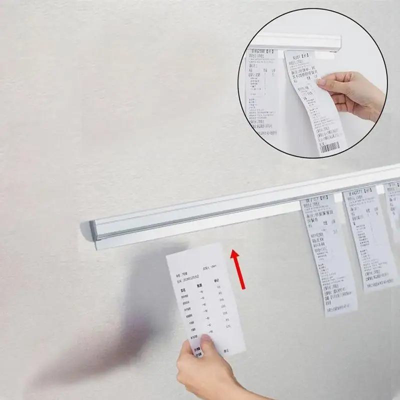 Ticket Holder Strip Wall Mounted Slide Restaurant Check Rack Adhesive Receipt Holder For Shops Cafes Pubs No Drilling Bill Rack