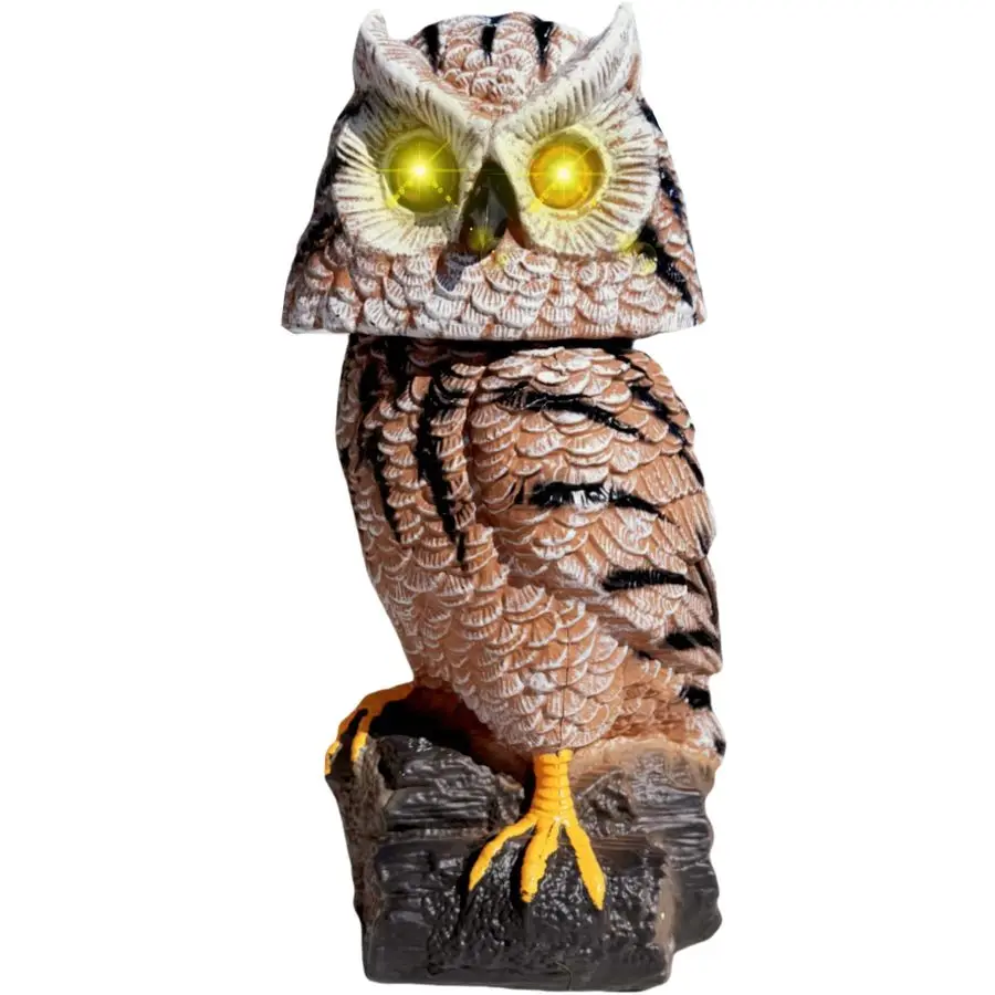 

Solar Tiger Owl with Flashing Eyes, Rotating Head, Hoot Sound, Motion Detector and Silent Mode, Plastic Owl Garden Sculpture, Ga