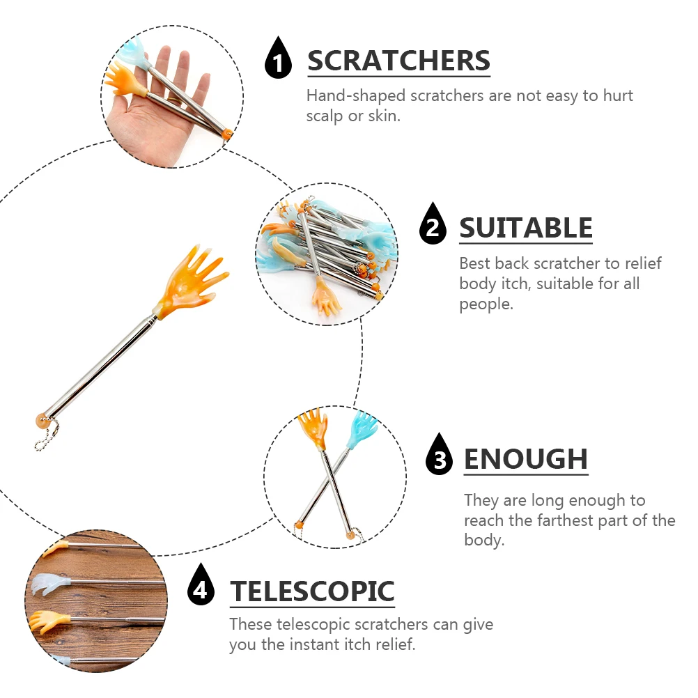 

Регулируемые царапины для спины, телескопические инструменты для облегчения зуда для тела, ног, портативные массажные аксессуары, выдвижные