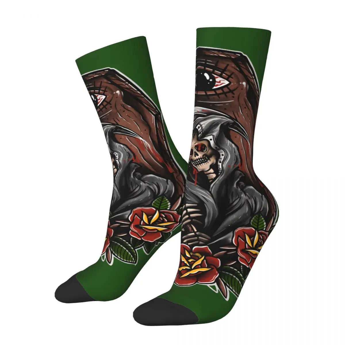 Hip Hop Retro Gream Reaper Crazy Men's compression Socks Unisex Tattoo Style Harajuku Pattern Printed Funny Novelty Crew Sock