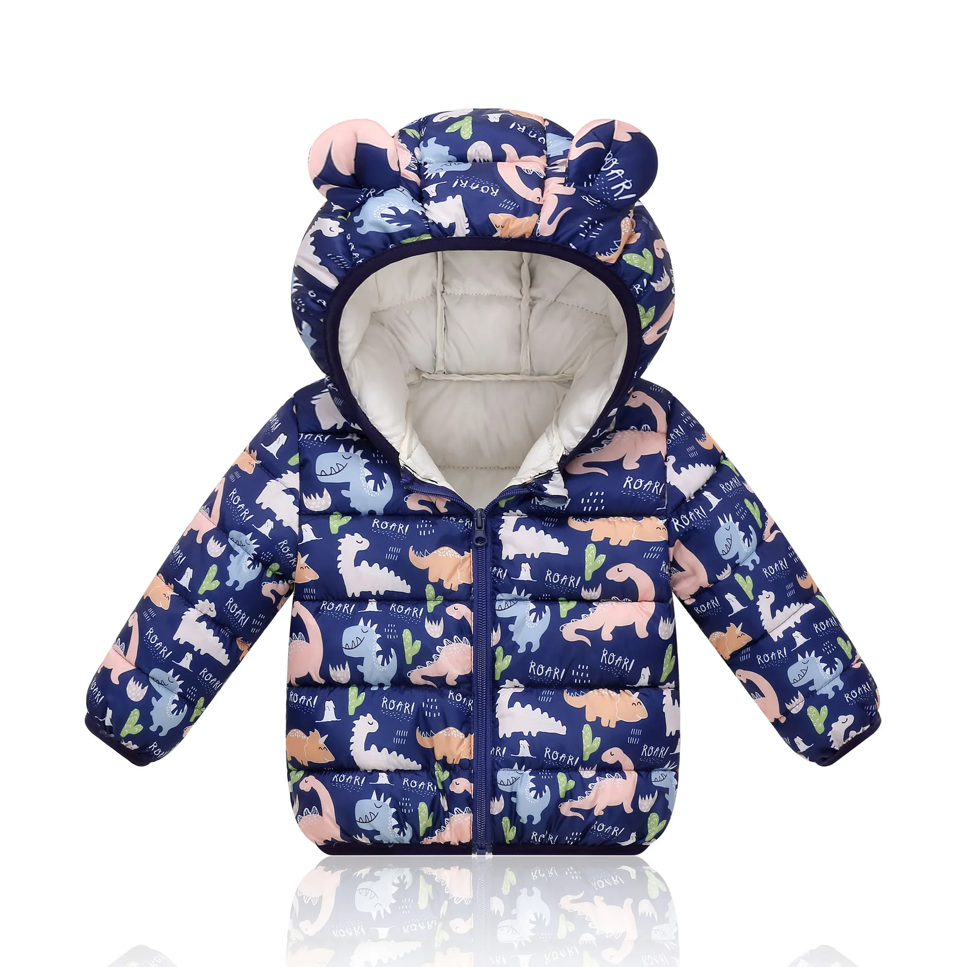 Giacca versione coreana per bambini per ragazzi e ragazze autunno e inverno cappotto corto caldo in cotone con cartoni animati 0-5 anni