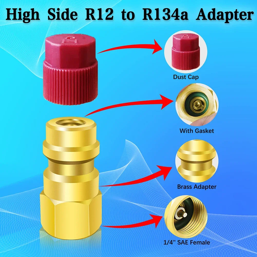 1 Pc R12 To R134a Conversion Kit Air Conditioner Filling Valve Fittings Port Adapter Retrofit Quick Disconnect Couplers