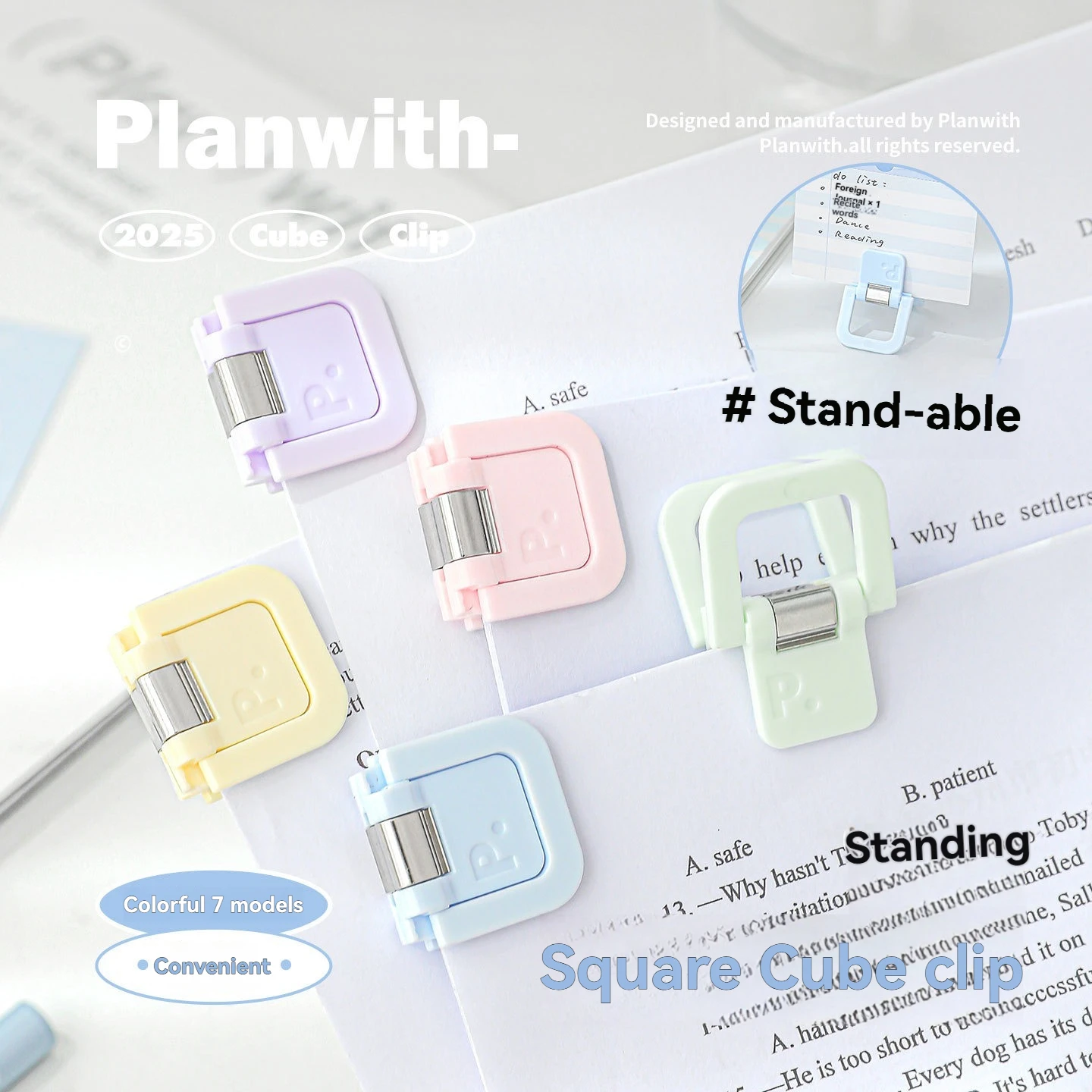 Mini Cube Clip Plastic Paper Clips Multifunctional Document Photo Holder Portable Bookmark Clips For Office School Notebook