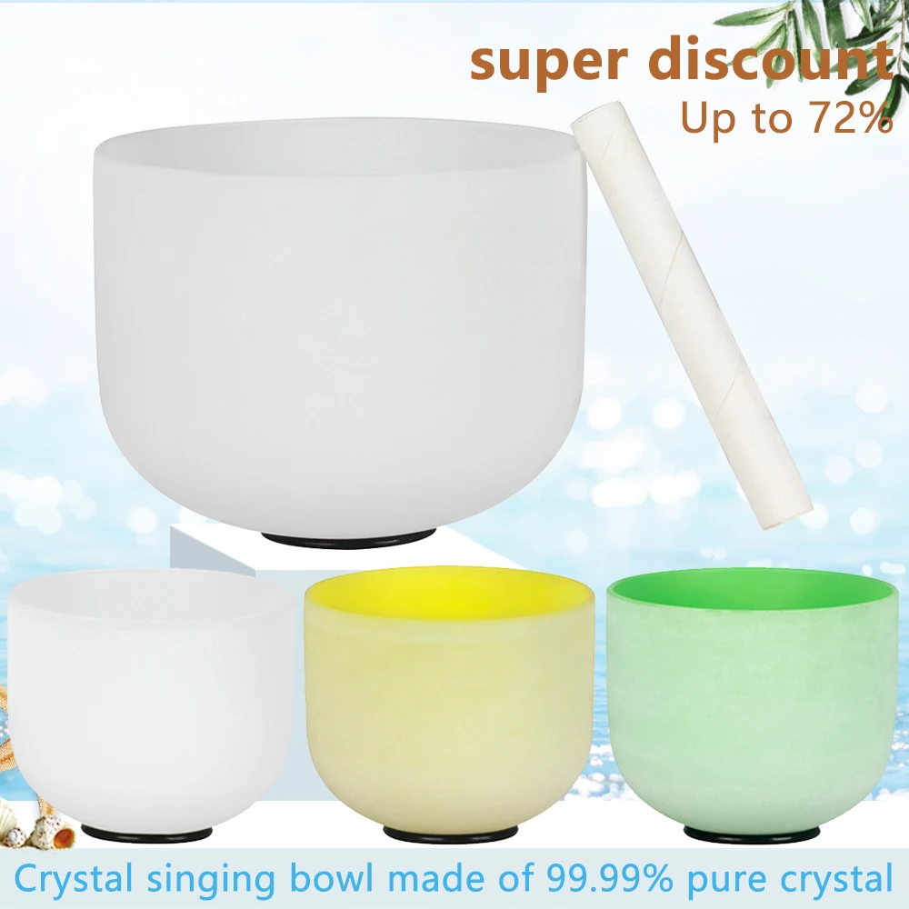 

8" 10" Crystal Singing Bowl B/G Note Frosted Quartz Chakra Tibetan Singing Bowl Meditation Yoga Sound Healing Mallet And O-Ring