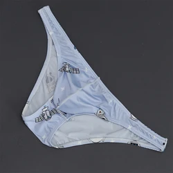 Brief Short Panty Men Briefs Men's Ice Silk Underpants Printed in Low Waist Design with Smooth and Elastic Fabric