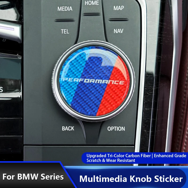 Car Carbon Fiber For BMWG30 G32 G01 G02 G05 G06 G07 G26 G23 G22 F40 F20 G08 G16 G15 Multimedia Knob Decal M Performance Stickers