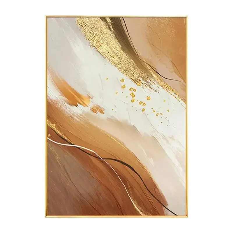 

Abstract Hand-painted Canvas Oil Painting, Orange and Gold Foil, Decorative Porch Painting, Modern Luxury