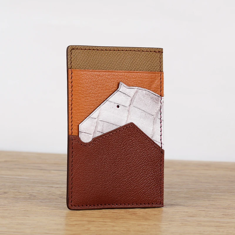 DIMY 2025 card bag crocodile sheepskin hand sewn ultra-thin card bag with multiple card slots, light luxury credit card clip