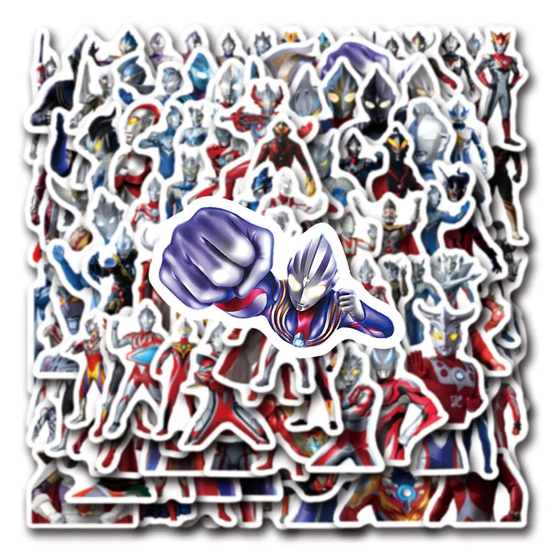 100PCS Ultraman DIY Cartoon Stickers Phone Trunk Refrigerator Waterproof Anime Stickers Anime Figure Image Toys Sticker Gift