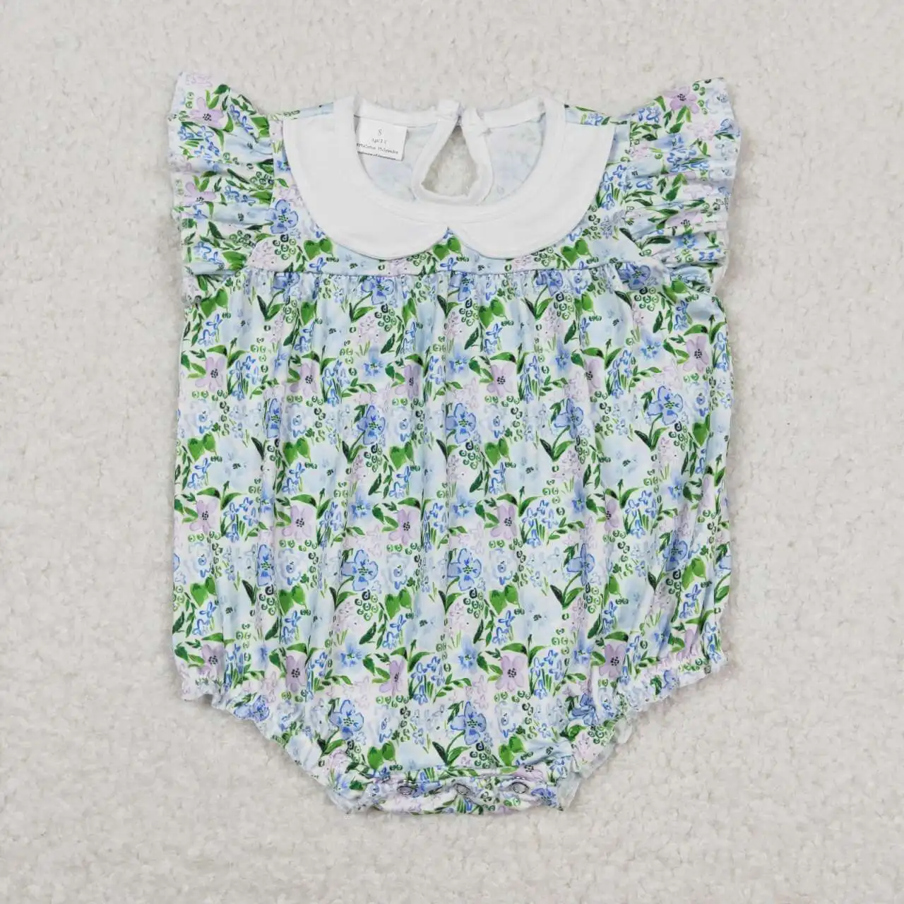 

Wholesale hot sale western rompers for baby kids newborn children toddler clothes Floral white doll collar tank top onesies