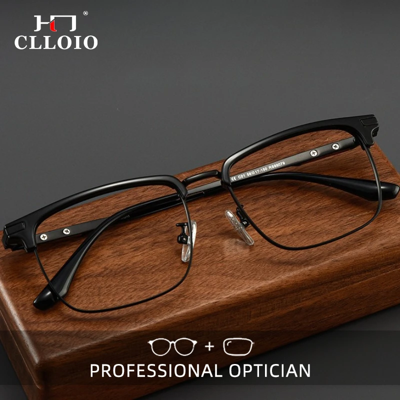 

CLLOIO Ultralight Business Titanium Reading Glasses Anti Blue Light Versatile Myopia Glasses Progressive Prescription Eyewear
