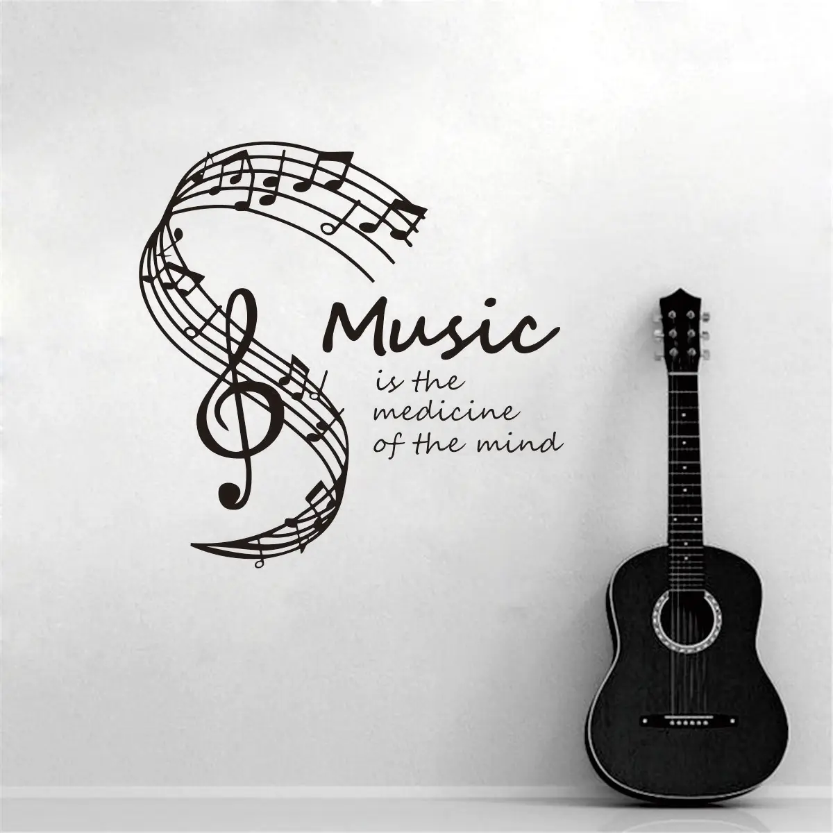 Vinyl Removable Sticker for Home Decor “ Music is The Medicine Of The Mind ” Musical Perfect for Livingroom Wall decals JZY163