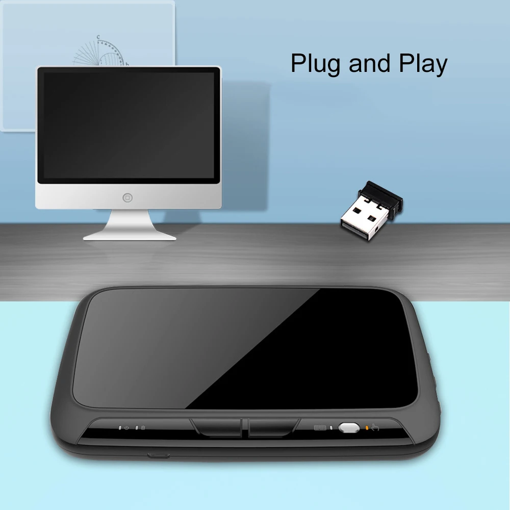 Full Touch Screen Keyboard Mini 2.4G Wireless Keyboard Rechargeable Touchpad Keyboard with Backlight Function for Smart TV PS3