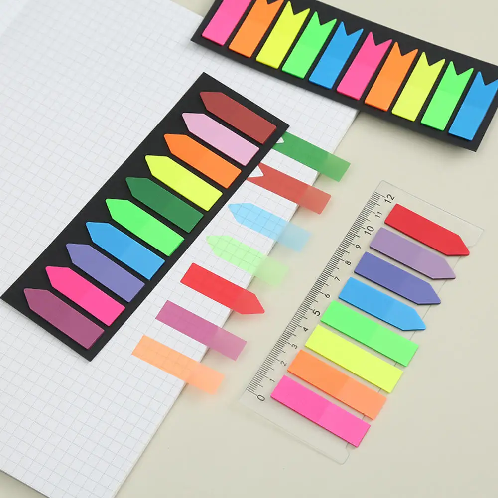 Transparent Sticky Notes Tab Self-Adhesive Kawaii Colorful Clear Bookmarkers Annotation Books Page Marker Stationery 200Sheets