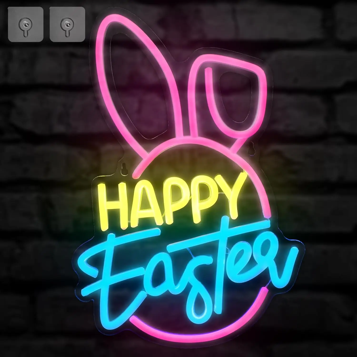 

Happy Easter Neon Sign Easter Festival Led lights Decorations LED Aesthetic Living Room Decor Rabbit Decorative Neon Lights