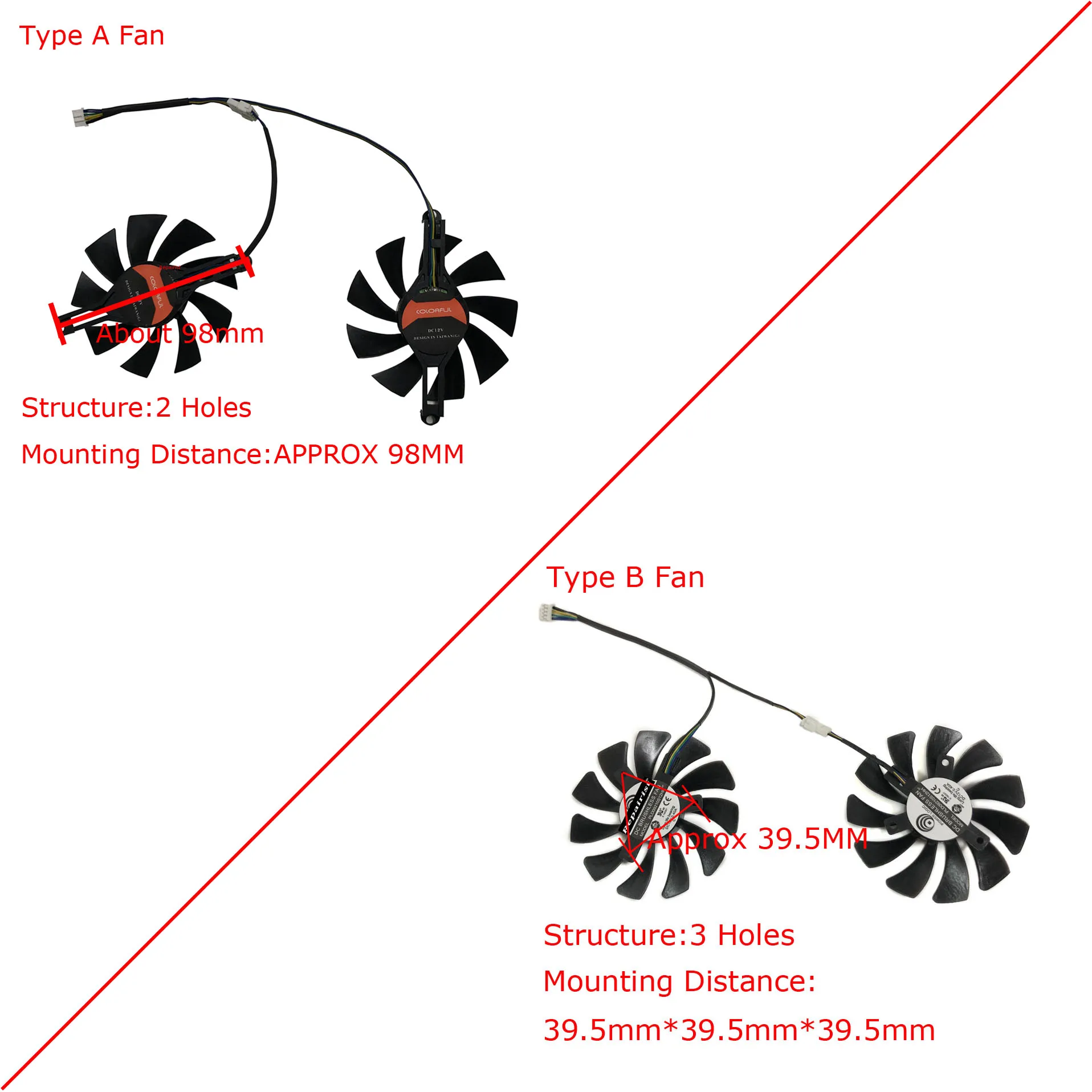 2Pcs/Set 85MM Diameter,9.8CM Mounting,Graphics Card Fan,GPU Cooler,FL8015 12VB,For 51risc RX 6600M 8g,For AMD Soyo RX6600M 8gb