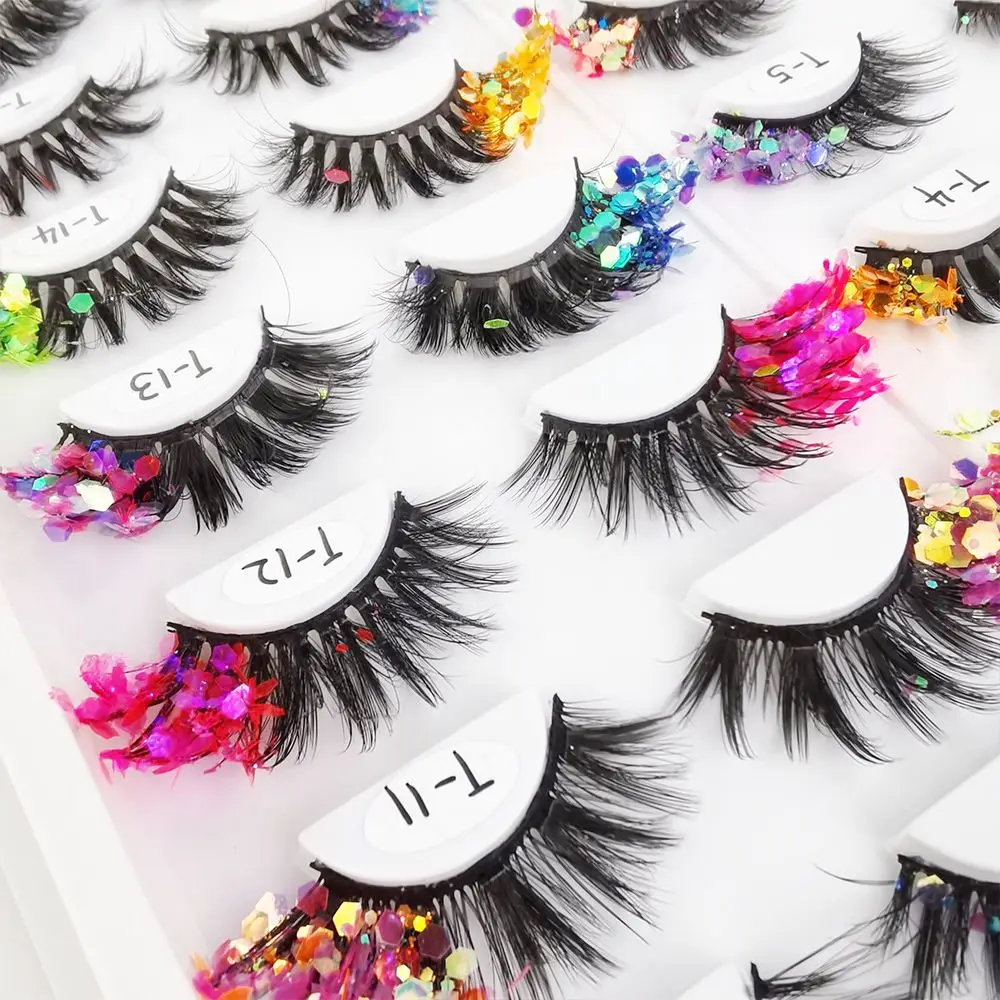 Multipack Makeup 3D False Eyelashes Fluffy Drag Lashes Decorative Eye Tail Sequins