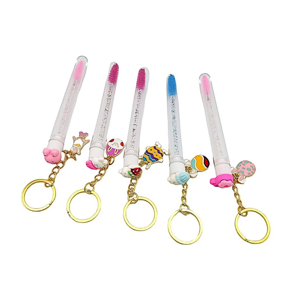 10Pcs 부활절 bunyEyelash 브러시 튜브 속눈썹 완드와 재사용 가능한 속눈썹 브러시 눈썹 브러시 교체 가능한 방진 브러시 만화