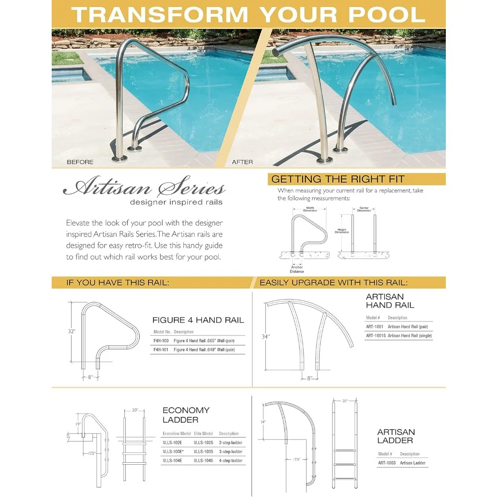 S.R.Smith ART-1003 Artisan Series Pool Ladder, 3-Step