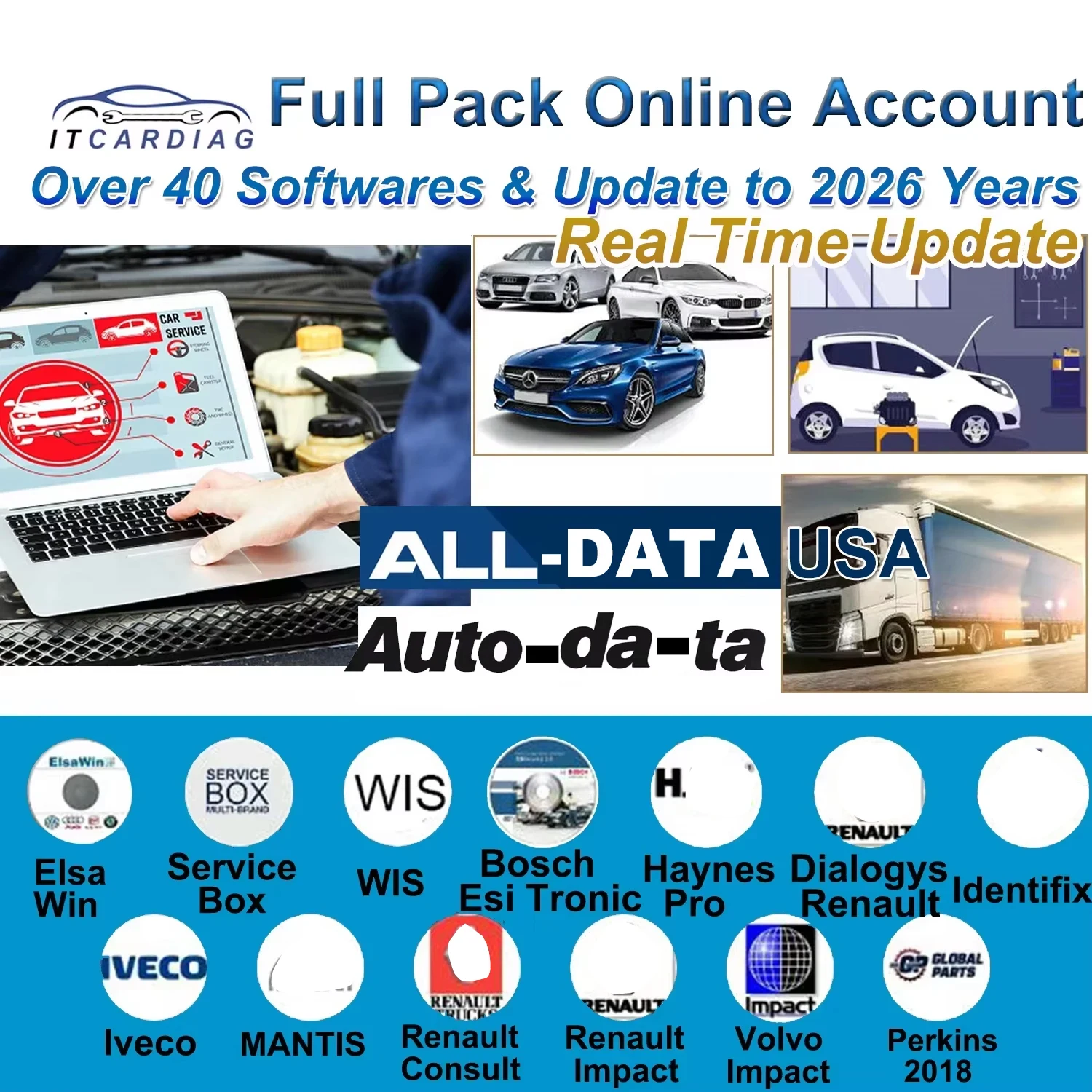 

2026 Full Pack Online Account for Auto-data Alldata All Data Iden-tifix Haynes PRO W-IS Service Box For CARS TRUCKS and WORKSHOP