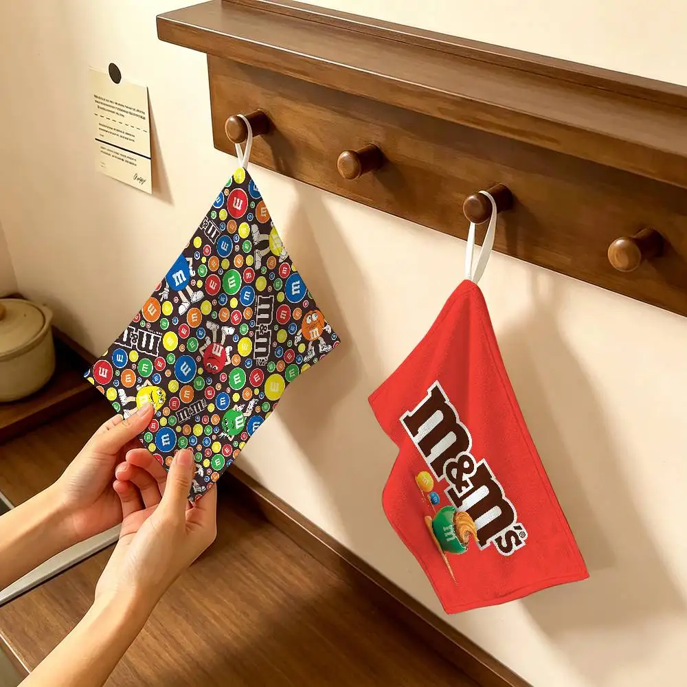 Foot Rugs M-M&M Candy Polyester Cotton Hand Wiping Towel, Hanging Towel, Quick Dry for Kitchen Bathroom Daily Supplies