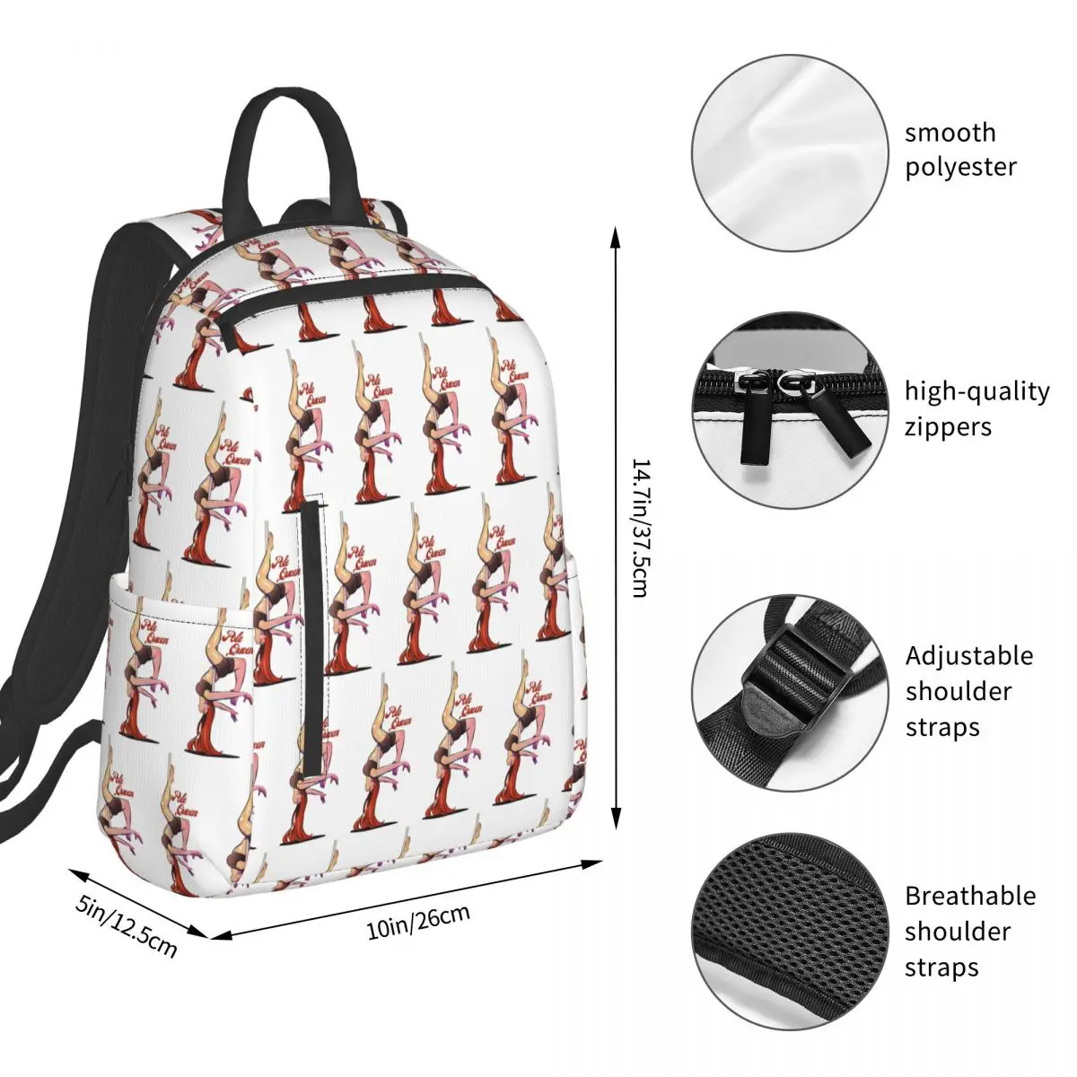 Pole Dance Queen Pole Dance Red Hair Ginger Backpack Student BookBag Children School Bag Computer Shoulder Bags Men Women