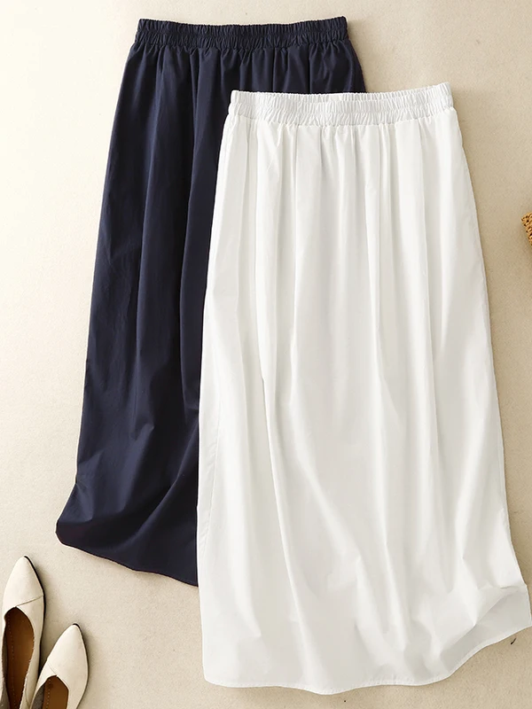 

Белая юбка из чистого хлопка с эластичной резинкой на талии и бутоном цветка, женские юбки больших размеров f-длины, корейский японский дизайн, внутренняя часть