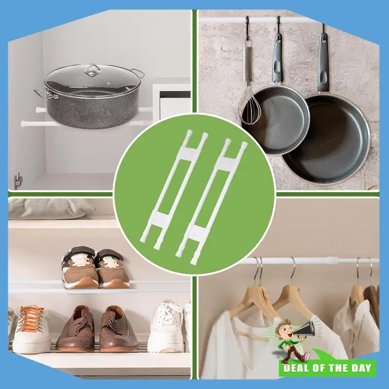 Hastes de tensão RV ajustáveis com entrega em 24 horas, comprimento de 15,7 a 27,6 polegadas, 2 peças de barras duplas de geladeira incluídas