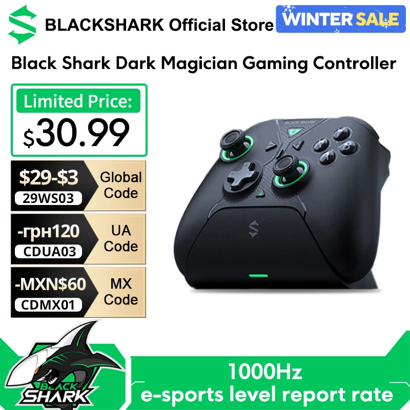 Global Version Black Shark Dark Magician Gaming Controller 12-bit ADC 4096 Joystick Sampling Points 1000Hz Wired Report Rate