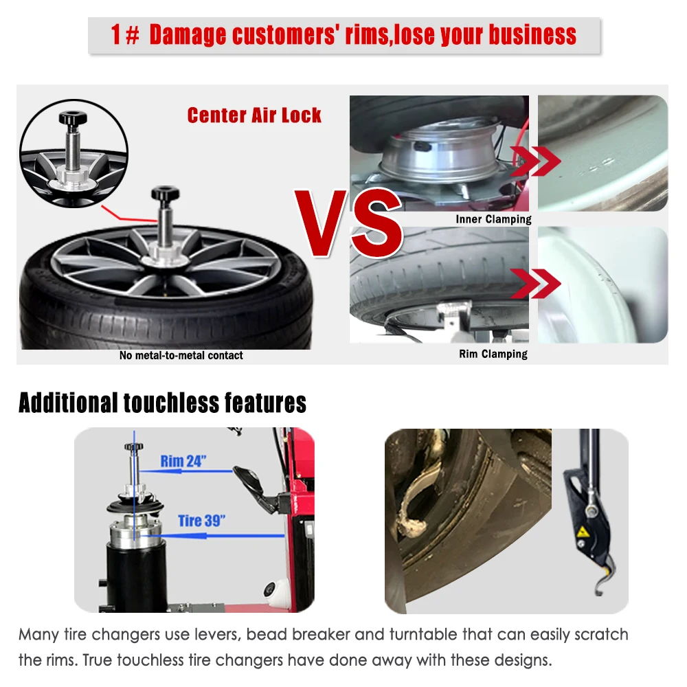 Lawrence High Quality Automatic Tire Changer Touchless Center Clamp For Luxury Wheels