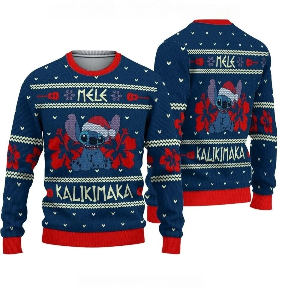 2026 ديزني الرجال عيد الميلاد سترة قبيحة ثلاثية الأبعاد مطبوعة كنزة بمقاس كبير جديد الرجال سترة موضة جديدة الرجال البلوز غرزة مرحبا