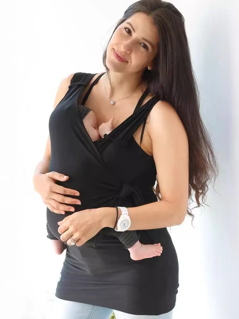 Maternity Kangaroo Nursing Tank Top Sleeveless Breastfeeding Shirt Baby Wrap Carrier Skin To Skin Babywearing Clothes For mom