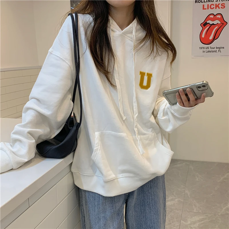 

New Fashion Casual Vintage Oversize Letter Hoodies Women Sexy Tops Female Lady Streetwear Nice Aesthetic Cool Girls Sweatshirt