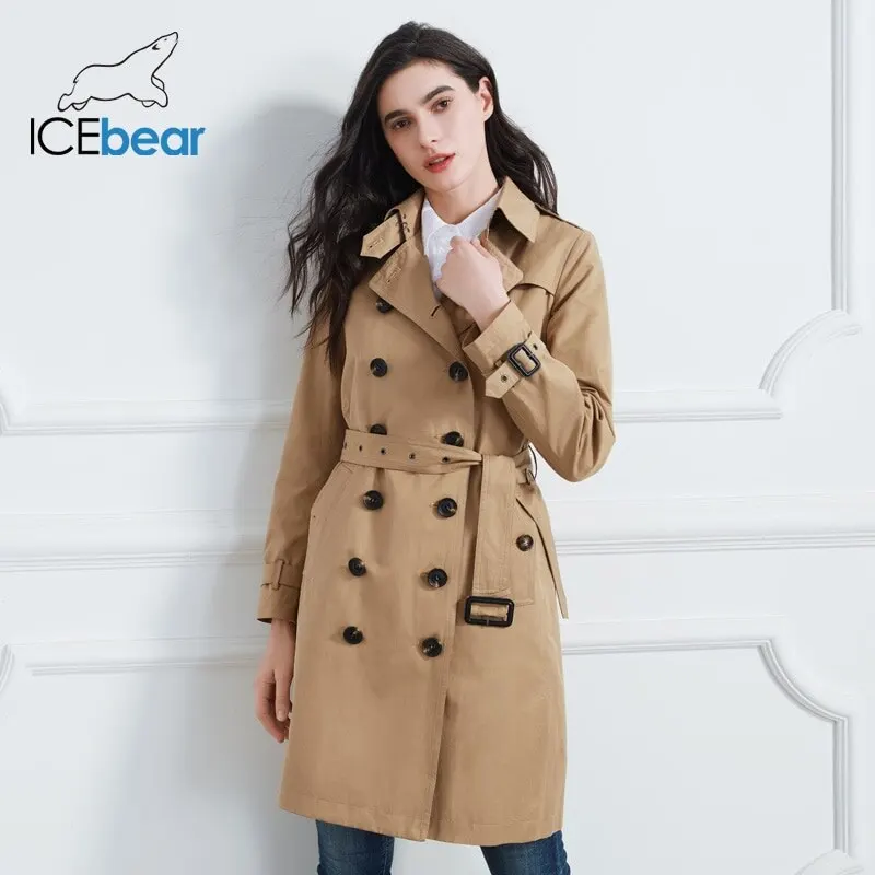 Imagem -05 - Icebear-cabolsa Trench Breasted para Mulheres Quebra-vento de Lapela Roupas Femininas de Qualidade Gwf20023d Moda Outono 2023