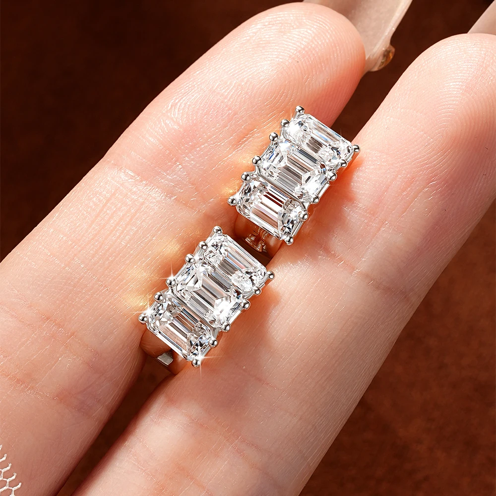 Lnkry Certified 0.8ct Emerald Cut Moissanite Earring Exquisite 14k Gold Filled Circel Earrings For Women Brilliant Wedding Jewel