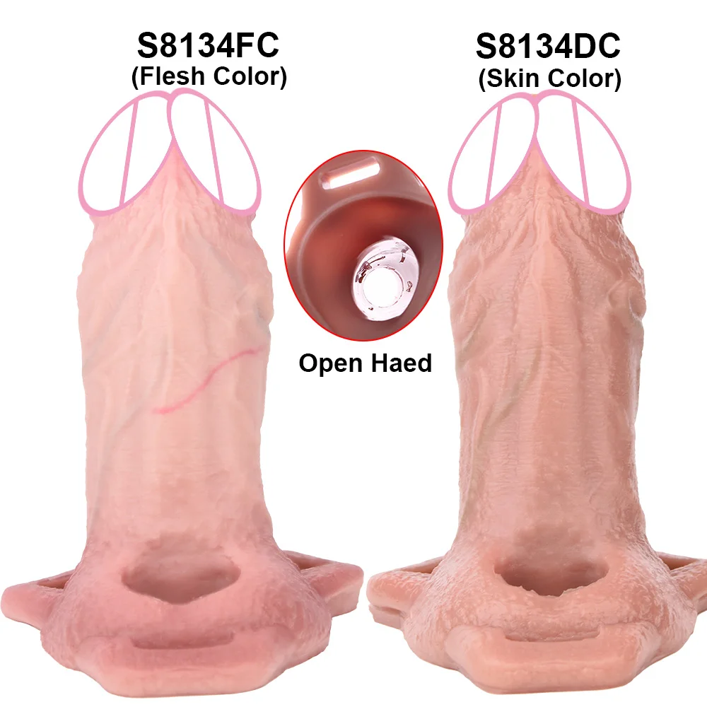 SXXY Adjustable Strapon Penis Sleeve насадка на член For Men Adult 18+ Delay Ejaculation Flexible Hollow Realistic Dildo Sleeve view 3
