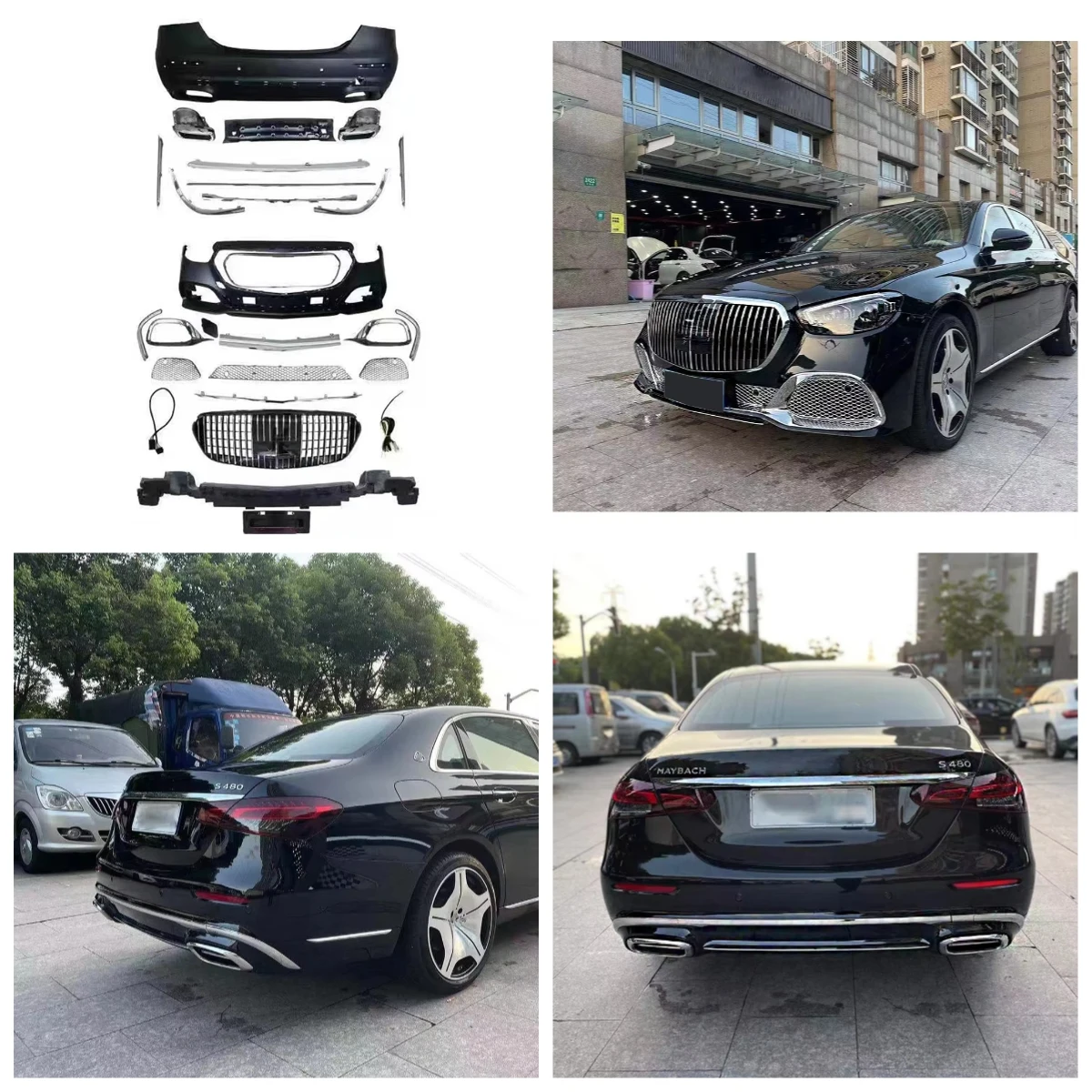 

Комплект обвеса для Mercedes-Benz E-класса W213 2021-2022 годов выпуска, преобразующий в модель Maybach, включает передний и задний бамперы в сборе с решеткой радиатора.