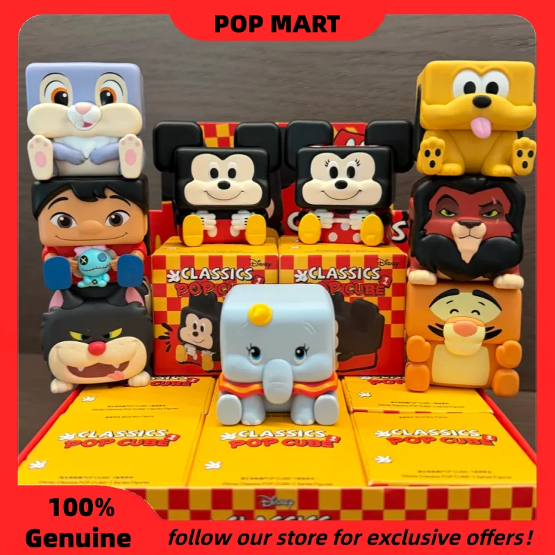 Genuine Pop Mart Disney Classic Pop Cube 123 Series Blind Box Collectible Figurines Desktop Decor Ornament Gift For Fans Kids